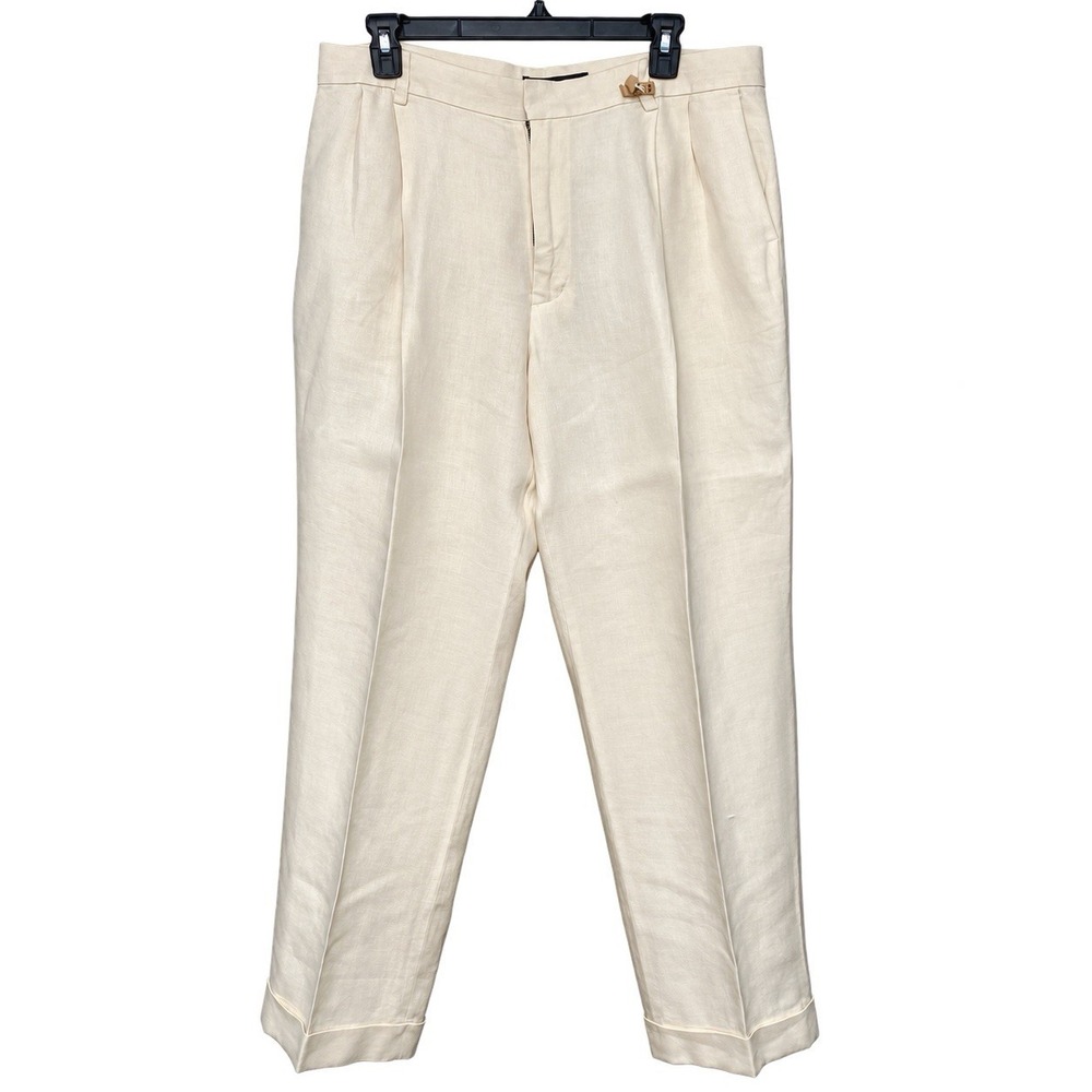Y2K Banana Republic Smithfield Pants (36x32 Cuffed) Linen Pleated Resort Preppy
